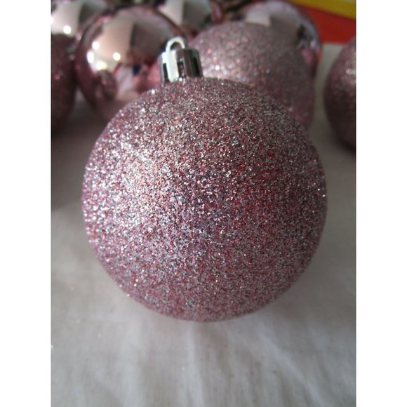 Assorted Light Pink Shatterproof Ornaments Glitter Glossy Scroll GUC Twelve - Picture 10 of 15